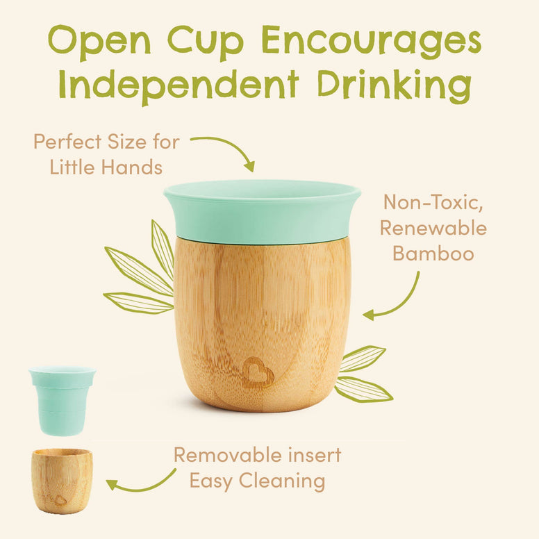 Munchkin Sippy Bambou Open Cup, Baby & Toddler Drinking Cup for 6 Months & Over, Bamboo, BPA Free Weaning Cup for Kids & Babies, 360 Cup Design - 5oz/ 150ml