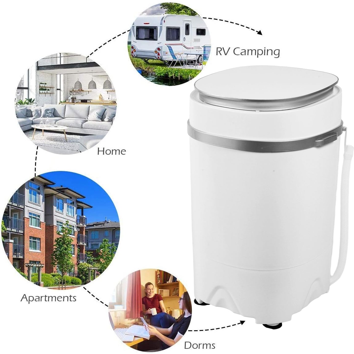 Portable Washing Machine, 2-In-1 Blue Light Antibacterial 4Kg Capacity Mini Washing Machine, Semi-automatic Washing Machine, Including Drain Hose, Suitable for Apartment, Dorm, Camping, Travelling