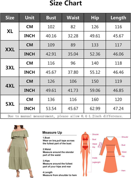 Ekaliy Women's Plus Size Off Shoulder Maxi Dress Casual Flowy Ruffle Beach Party Cocktail Long Dresses