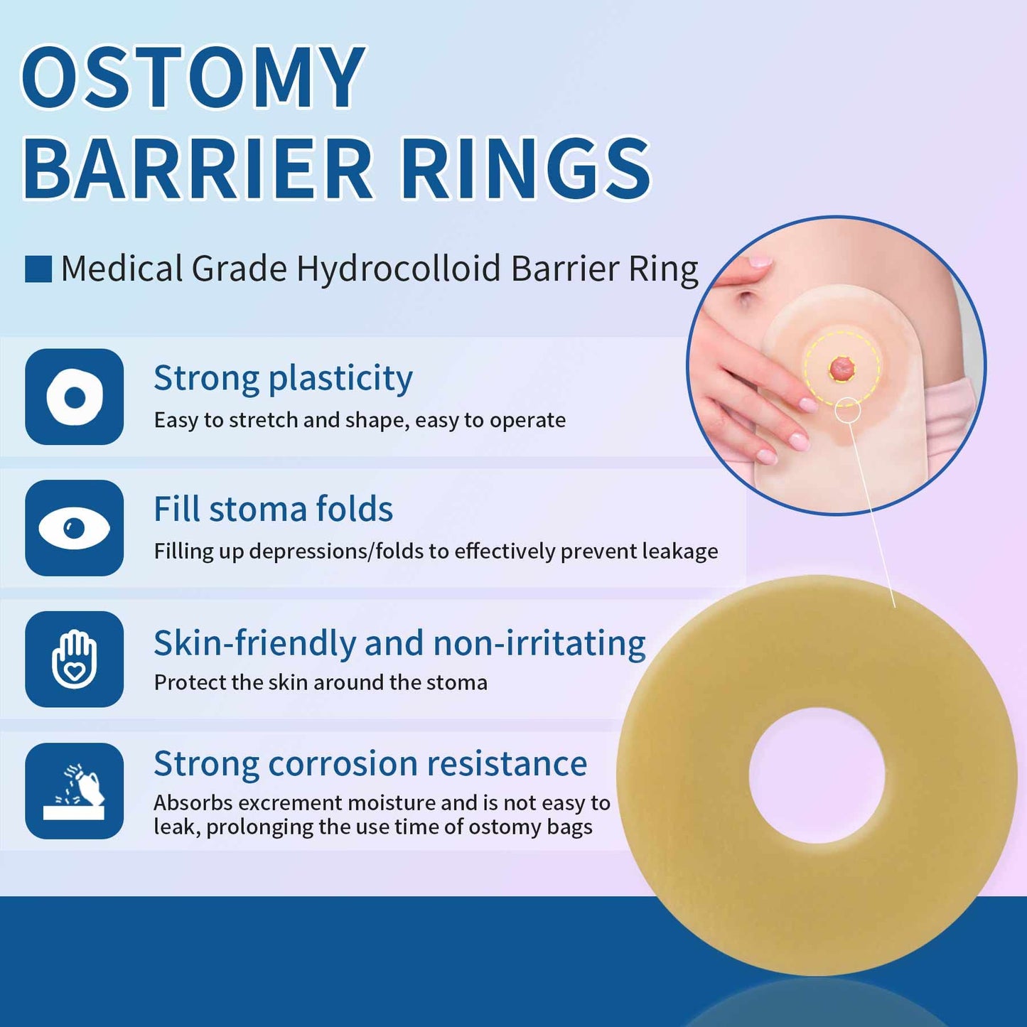 Ostomy Medical Supplies Barrier Ring-Barrier Rings Better Seal for Ostomy Bags-Stoma Rings,Outer Diameter: 2”48mm -4mm Thickness-Box of 10