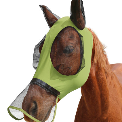 Harrison Howard Horse Fly Mask with Detachable Nose Cover-Light Olive (L; Full Size)