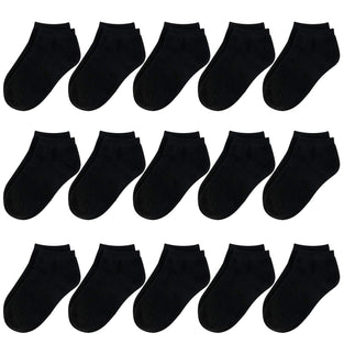 BOOPH 15 Pcs Kids Socks for Boys Girls Half Cushion Low Cut Athletic Ankle Socks