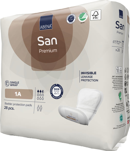 Abena San 1A Premium Incontinence Pads Women and Men. Suitable to be Used as Sanitary Pads, Incontinence Pads Men, Postpartum Pads, Panty Liners, Pads for Women | 200ml Absorbency | 28 Pack |