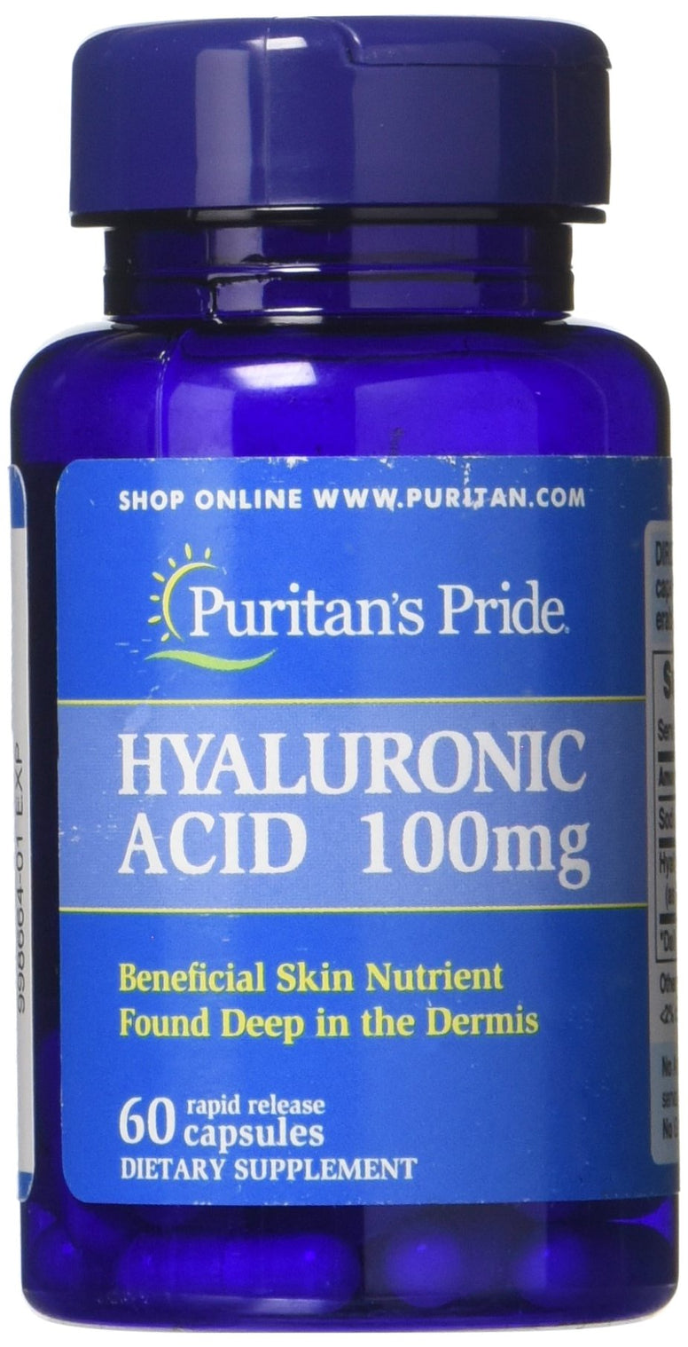 Puritans Pride Hyaluronic Acid 100 mg Capsules, 60 Count