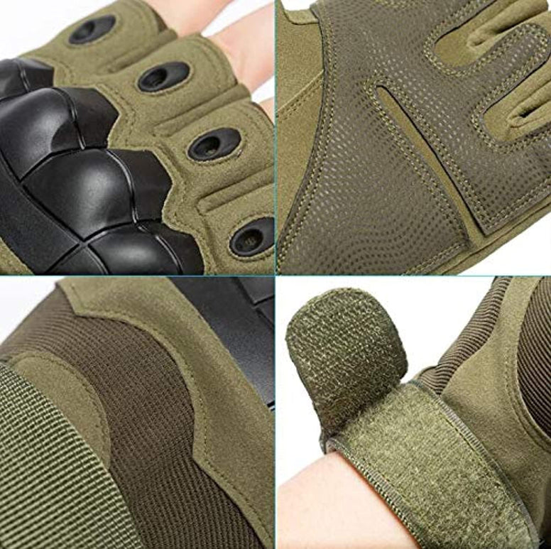 Coolbaby Men Road Riding Gloves Outdoor Sports Half Finger Anti-Slip Camping Cycling Gloves Carbon Fiber Gloves, Green