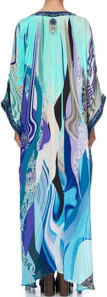 YouKD Summer Floral Loose Caftan Boho Beach Bikini Cover Up Dress Plus Size Robe for Women