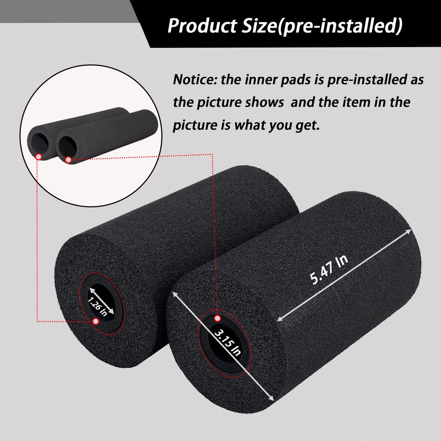 Foot Foam Pads Rollers Replacement, Pads for Leg Extension Curl Press Attachement, Weight Bench Tube Replacement Pads for Ab Exercise Machine Home Gym Equipment Part Accesories