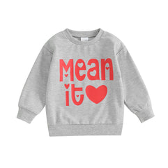 DSORVICD Baby Girl Boy Valentines Day Outfit Long Sleeve Heart Embroidery Sweatshirt Pullover Top Cute Fall Winter Clothes