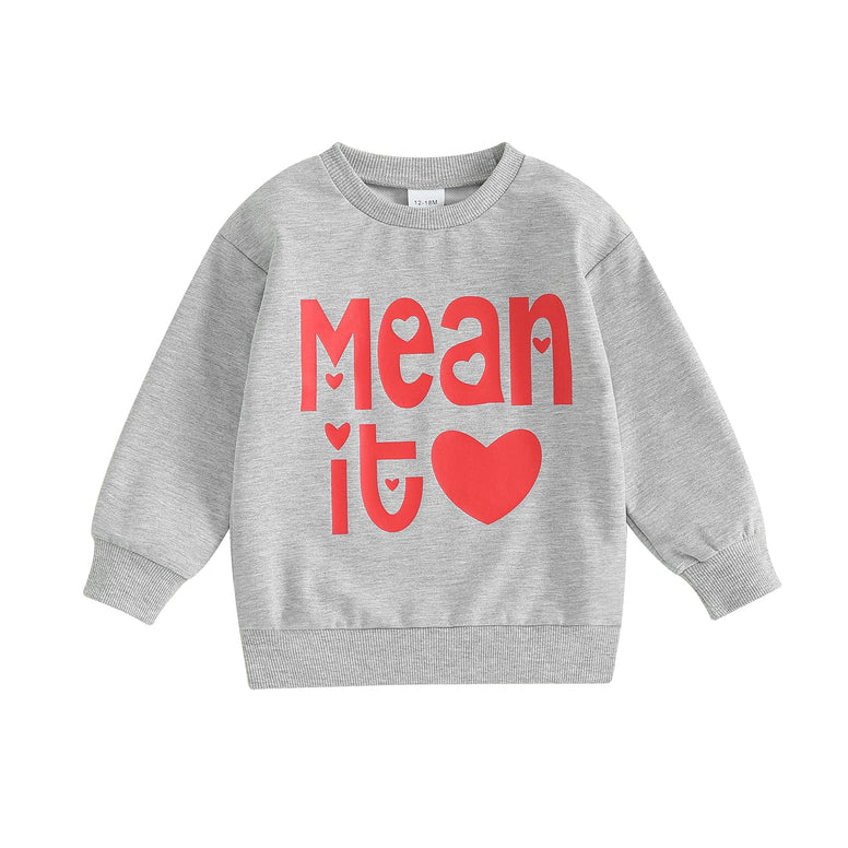 DSORVICD Baby Girl Boy Valentines Day Outfit Long Sleeve Heart Embroidery Sweatshirt Pullover Top Cute Fall Winter Clothes