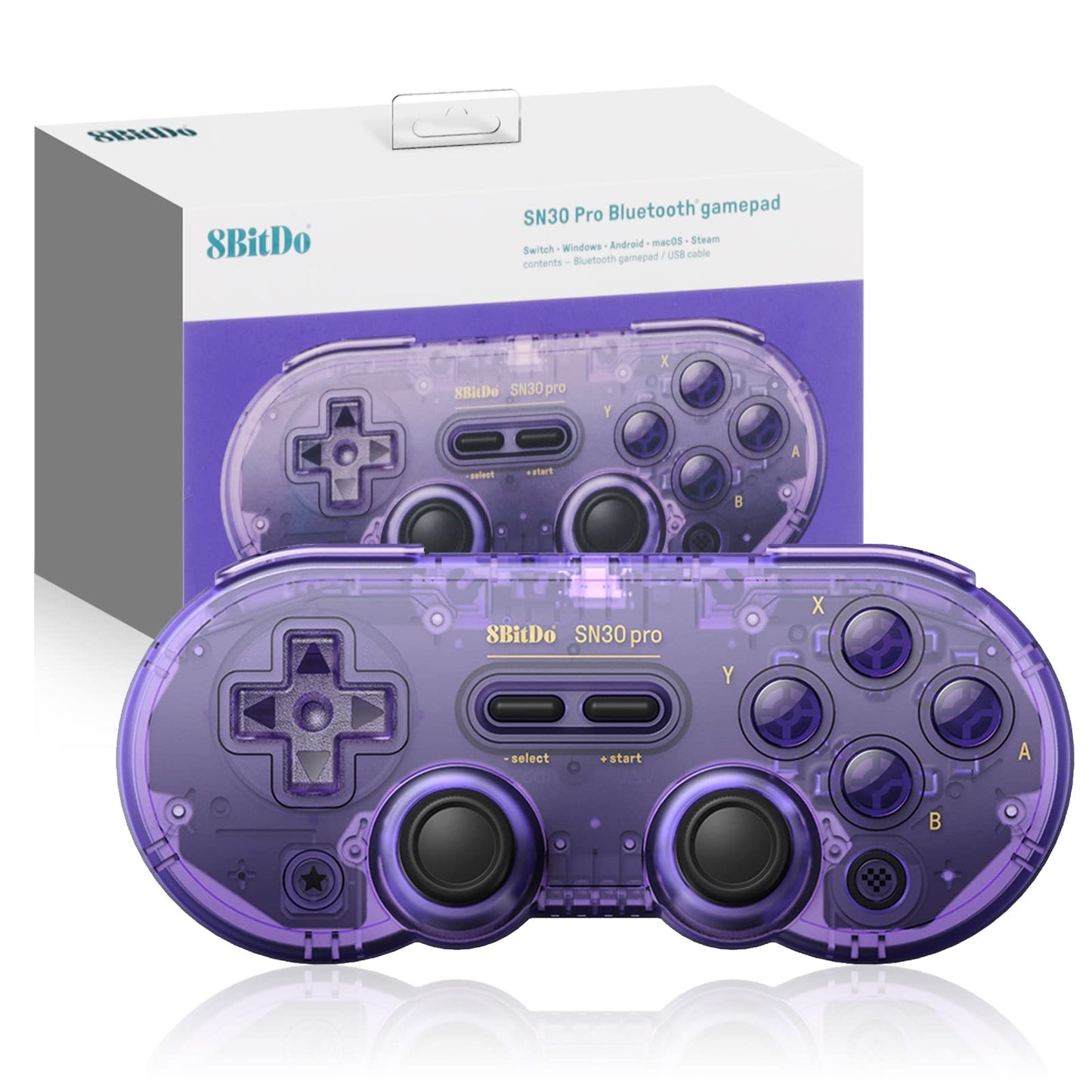 8Bitdo SN30 Pro Switch Wireless Bluetooth Game Controller Gamepad for Switch Steam Mac PC Android Windows MacOS (Purple)