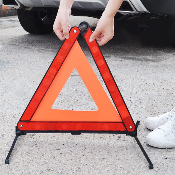 DRERIO Emergency Warning Triangle & Hi-vis Vest Kit 2 In 1 car Emergency kit Breakdown Reflective Safety Vests Foldable Car Reflective Strip European Driving Kit 2022 for Car Truck Driving Travel