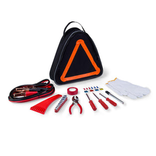 ONIVA - a Picnic Time Brand Roadside Emergency Car Kit, Auto Vehicle Safety Road Side Assistance with Jumper Cables and Car Tool Kit, (Black with Orange Accents)