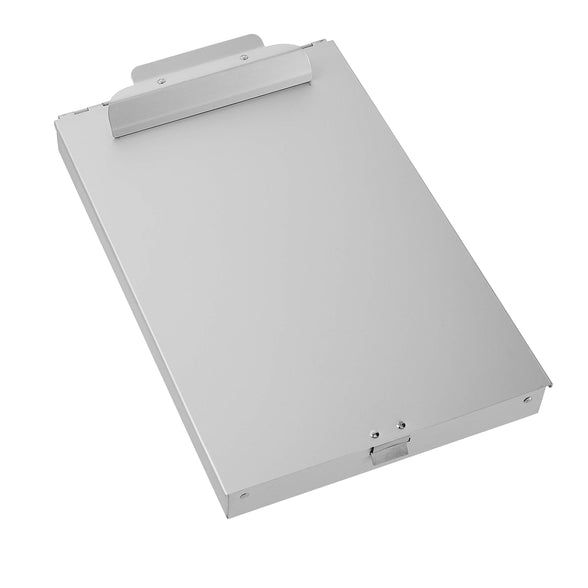 Metal Clipboard with 2 Compartments and Interior 250 Sheet Paper Storage, 35.78 x 23.39 x 6.6 centimeters, Silver