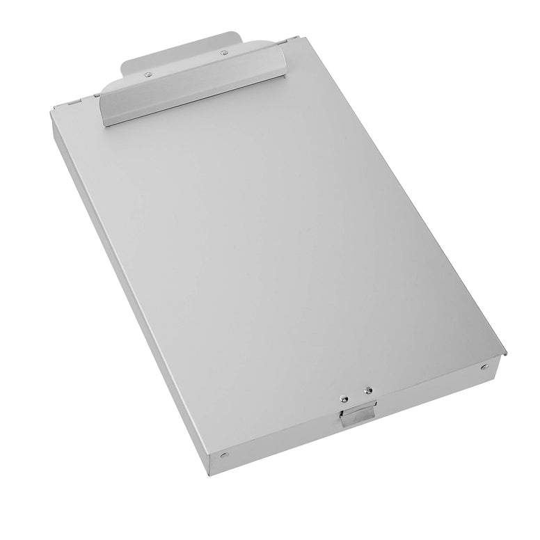 Metal Clipboard with 2 Compartments and Interior 250 Sheet Paper Storage, 35.78 x 23.39 x 6.6 centimeters, Silver