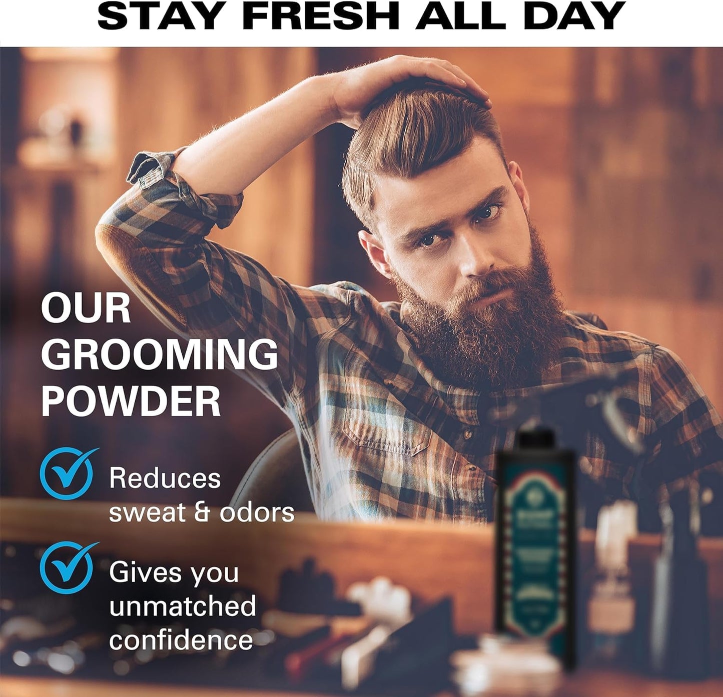 Bump Patrol Barber Pro Grooming Powder - Talc Free Hair and Body Powder for Men - Protects Against Sweat, Odor, and Chafing from Head to Toe for All Skin Types