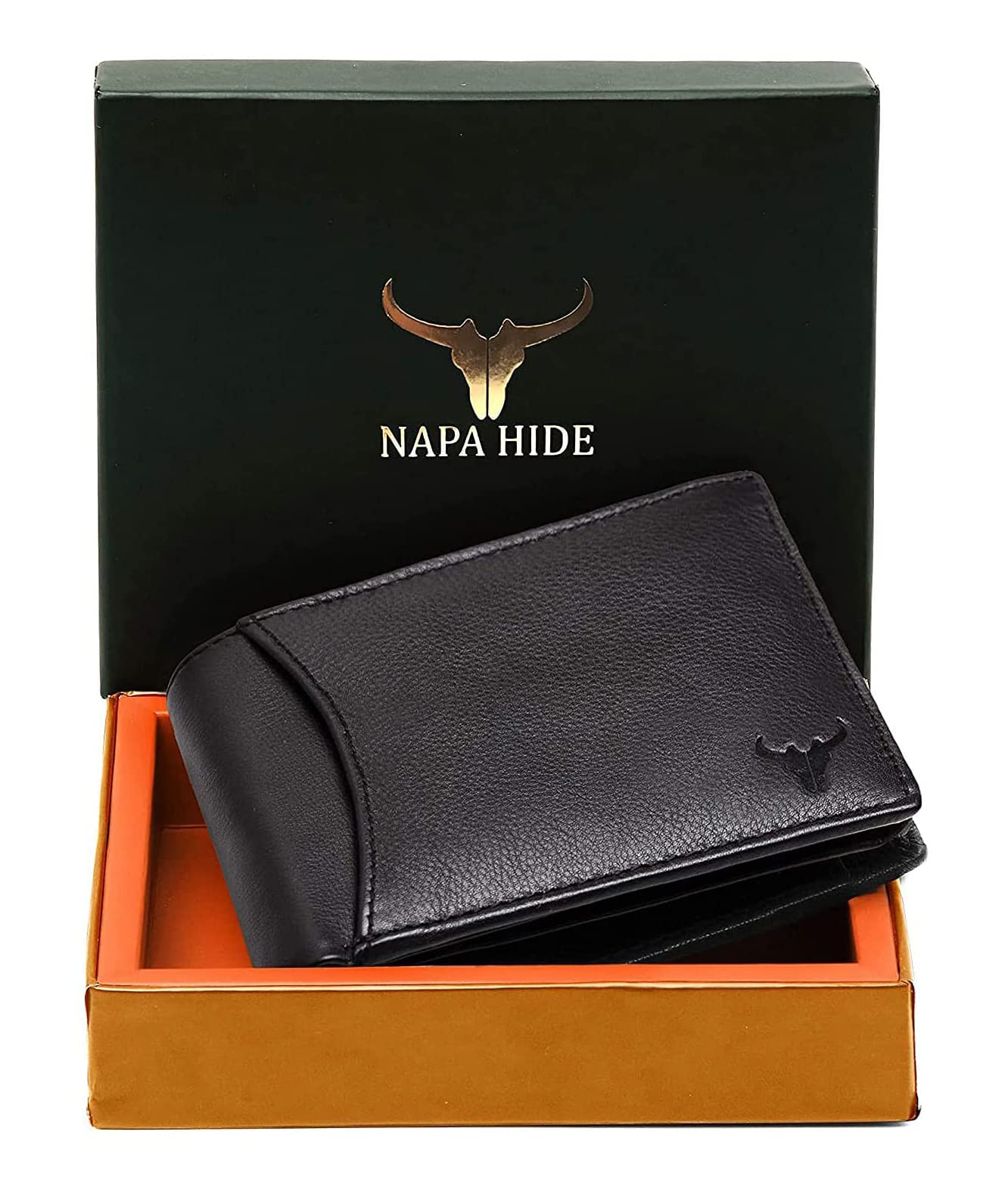 NAPA HIDE India Leather Men Wallet (Black)