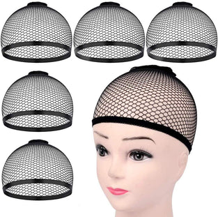 PREMIFY 6Pcs Net Wig Caps for Women, Black Nylon Stretch Head Cap, Unisex Elastic Stocking Wigs Cap Dome Mesh Wig Cap for Makeup, Black Wig Stocking Cap