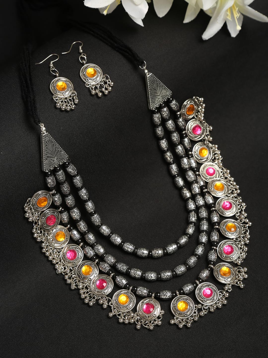 YouBella Afghani Tribal Jewellery Jewellery Set for Women (Multi-colour) (YBNK_5779)