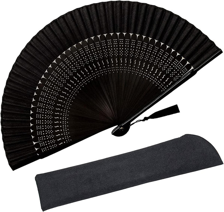 Folding Fan, KASTWAVE Hand Fan Bamboo Festival Fans, Chinese Japanese Kung Fu Tai Chi Vintage Bamboo Silk Fans for Music Festival, Dance Bamboo Hand Fan Retro Style Handmade