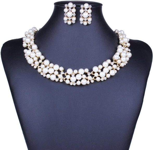 Shining Diva Fashion Jewellery Pearl Necklace Set with Earrings for Women and Girls (Golden) (rrsd8484s)
