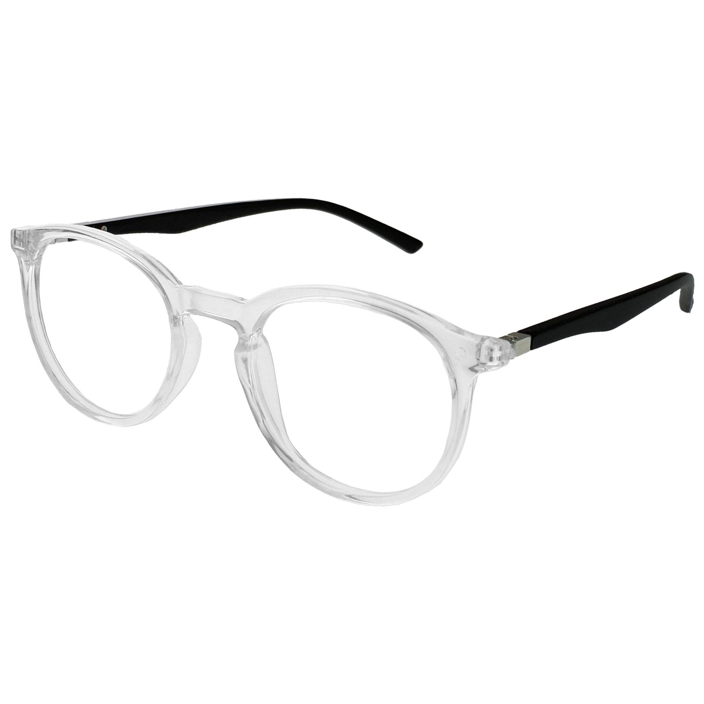 Opulize Met 4 Pack Reading Glasses Large Round Black Brown Grey Clear Mens Womens Spring Hinges RRRR60-127C +1.50