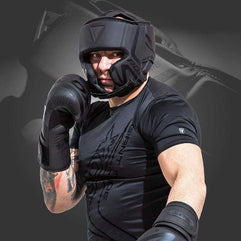 RDX Pro Head Guard Boxing Sparring Grappling, Maya Hide Leather, Headgear MMA Muay Thai Kickboxing Protection Training Helmet, Multi Layered Padding, Taekwondo Martial Arts BJJ Wrestling Karate, Black