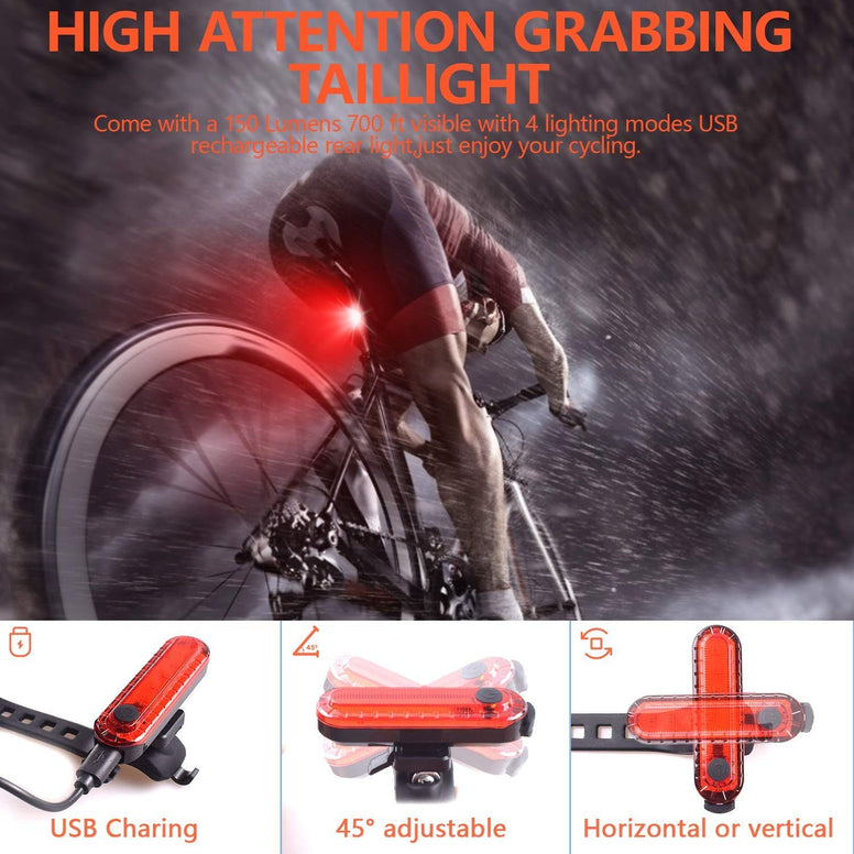 SUYAYA Solar Powered bicycle front light with USB Rechargeable rear light for rode bike night riding,wateproof bicycle headlight with horn for safety cycling