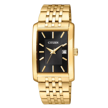 Citizen Men's Goldtone Black Dial Rectangular Watch