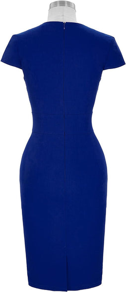 Vintage Cocktail Dresses for Women Royal Blue Pencil Dress for Work L