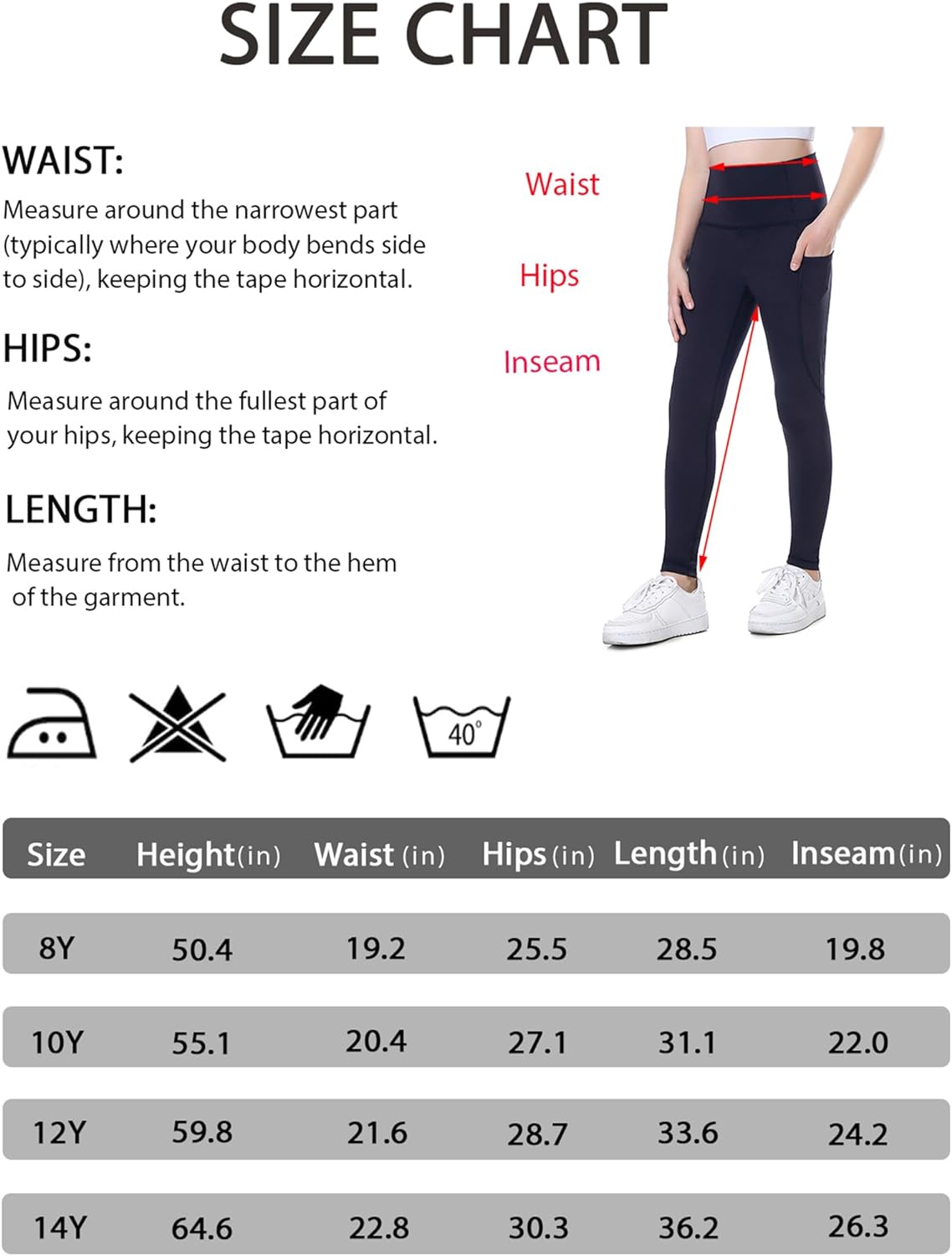 EXARUS Youth Girl's Athletic Leggings No Front Seam with Pockets Compression Pants Dance Running Active Yoga Tights