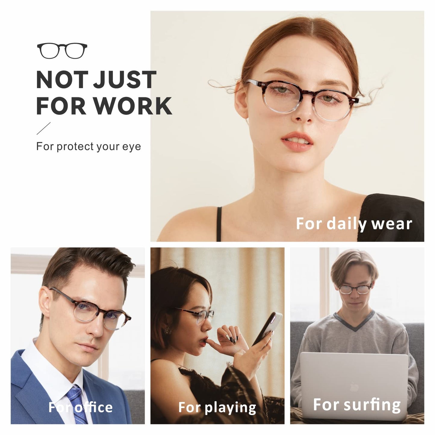 Blue Light Blocking Glasses Men Women, Baytion Computer Eyewear Filter Blue Light Digital Devices with PC Gradient Amber Frame Transparent Lens, No Prescription [Anti Eye Strain Headache]