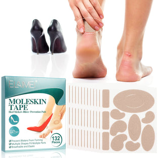 132PCS Moleskin Adhesive Pads for Feet, Flannel Adhesive Pads, Blister Prevention Padding Avoid Skin Blister, Foot Protection for Heels (12 Sheets)