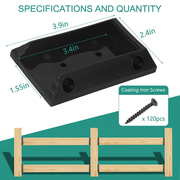 Eapele 20pcs Deck Railing Brackets Connectors for 2x4 Railing Wood Post with 120pcs Wood Screws