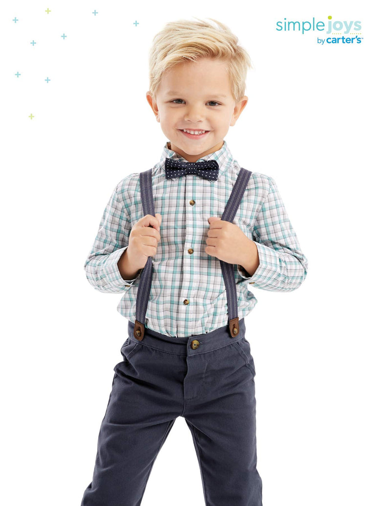 Simple Joys by Carter's Toddlers and Baby Boys' 3-Piece Special Occasion Bow-Tie and Suspender Pants Set (12 Months)