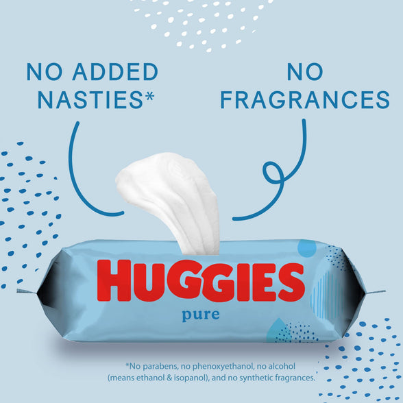 Huggies,Pure Baby Wipes,Pack of 56 Wipes,Made from Natural Plant-Based Fibers,Safe and Gentle,Paraben & Alcohol Free