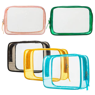 AMERTEER 5 Pack Toiletry Bag Portable Cosmetic Makeup Bag Clear PVC Zippered Toiletry Carry Pouch for Travel