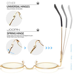 Joopin Blue Light Blocking Glasses for Men Women, Round Clear Lens Anti Eye Strain Glasses for Computer Gaming TV
