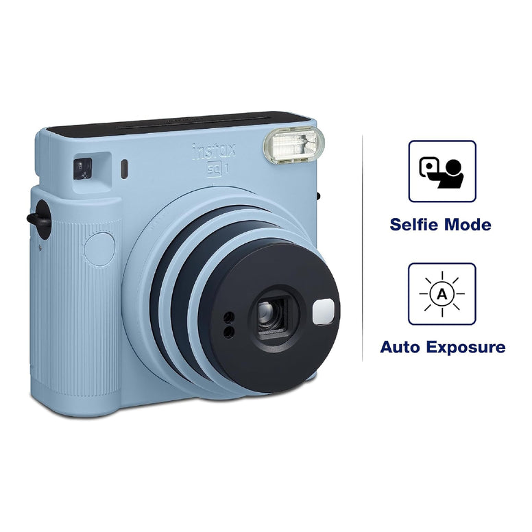 كاميرا Fujifilm Instax SQ1 الفورية f = 65.75 ، حجم الصورة 62x62 مع تكبير بصري x1 ، أزرق جليدي