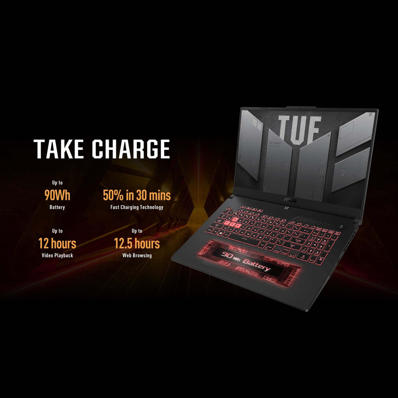 Asus Tuf Gaming A17 FA707RR-HX003W (Jaeger Gray) Gaming Laptop, R7-6800H 16GB 1Tb Pcie G3 Ssd, Nv Rtx3070, Win11 Home, 17.3 Inch Fhd 1920X1080 16:9 144Hz, Hd Webcam, Backlit-RGB-Eng-Arb-KB