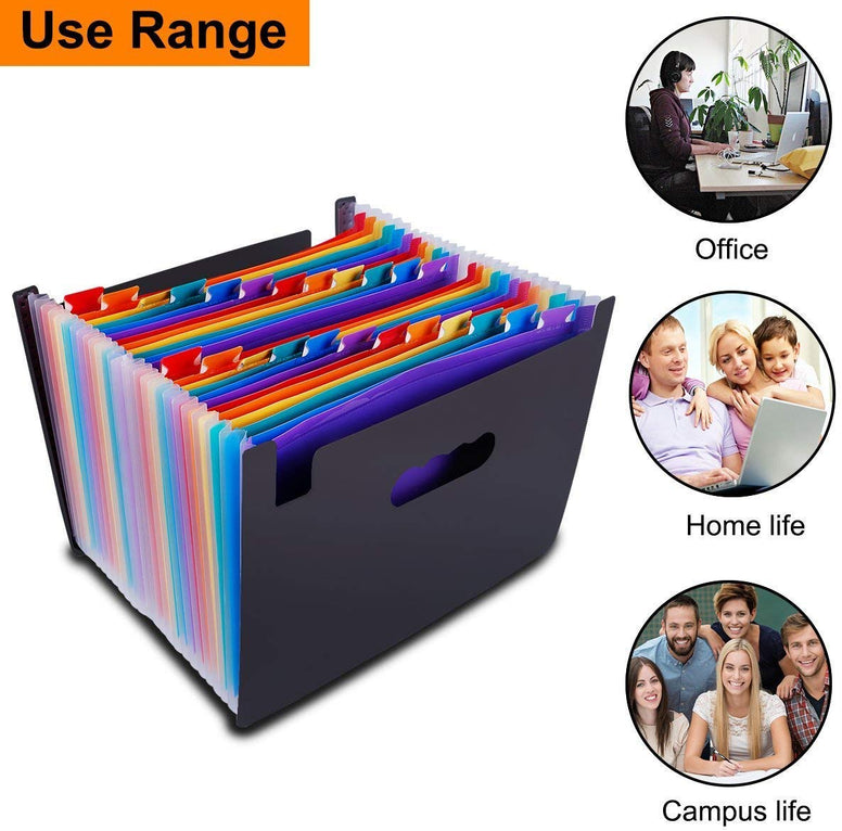 SKEIDO 24 Pockets Expanding File Folder Organiser A4 Filing Folders Business Home Office Document Accordion File Storage Bag, BGYP18-1