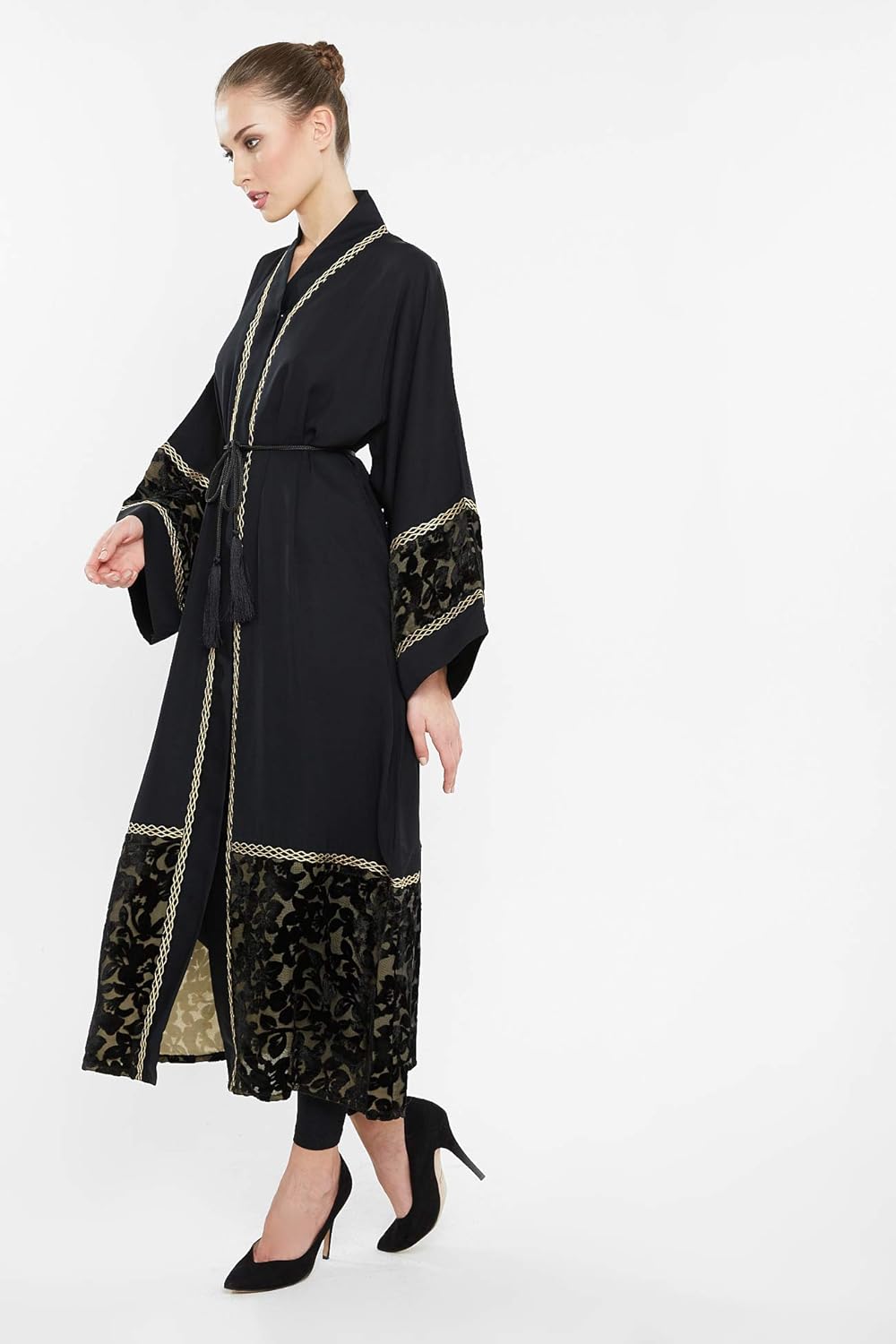 Nukhbaa Womens Abaya Made With Fine Fabric, Comes With Matching Hijab AJ105A Abaya (pack of 5)