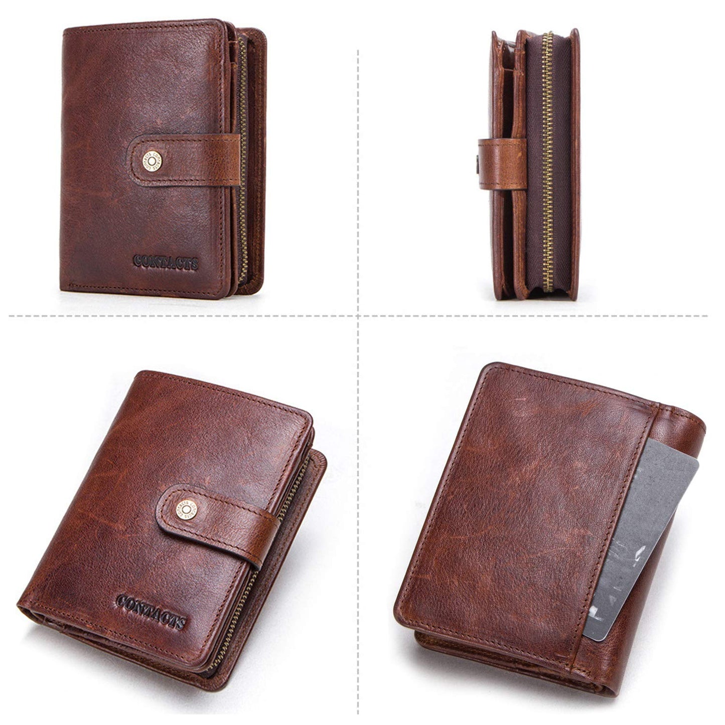 FANDARE Wallet with RFID Men Short Purse Leather Bifold Wallet with 12 * Credit Card Slots, 1 *Coin Pocket