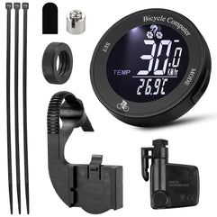 Bike Computer Wireless, IPX67 Waterproof Cycling Computer with 24 Functions, Multifunctional Bike Speedometer Odometer with Large Backlight LCD Display for Tracking Distance Speed Time