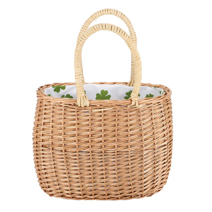 Wicker Picnic Basket, Carrying Basket with Two Movable Handles for Storage Party Camping