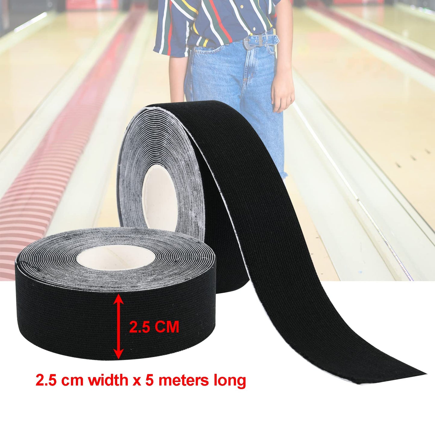 Cosmos Set of 2 Rolls Bowling Finger Tape Thumb Tape Elastic Bowling Ball Thumb Tape Protective Bowling Accessories for Bowler Sport Exercise Workout, Each Roll 2.5 cm x 5m