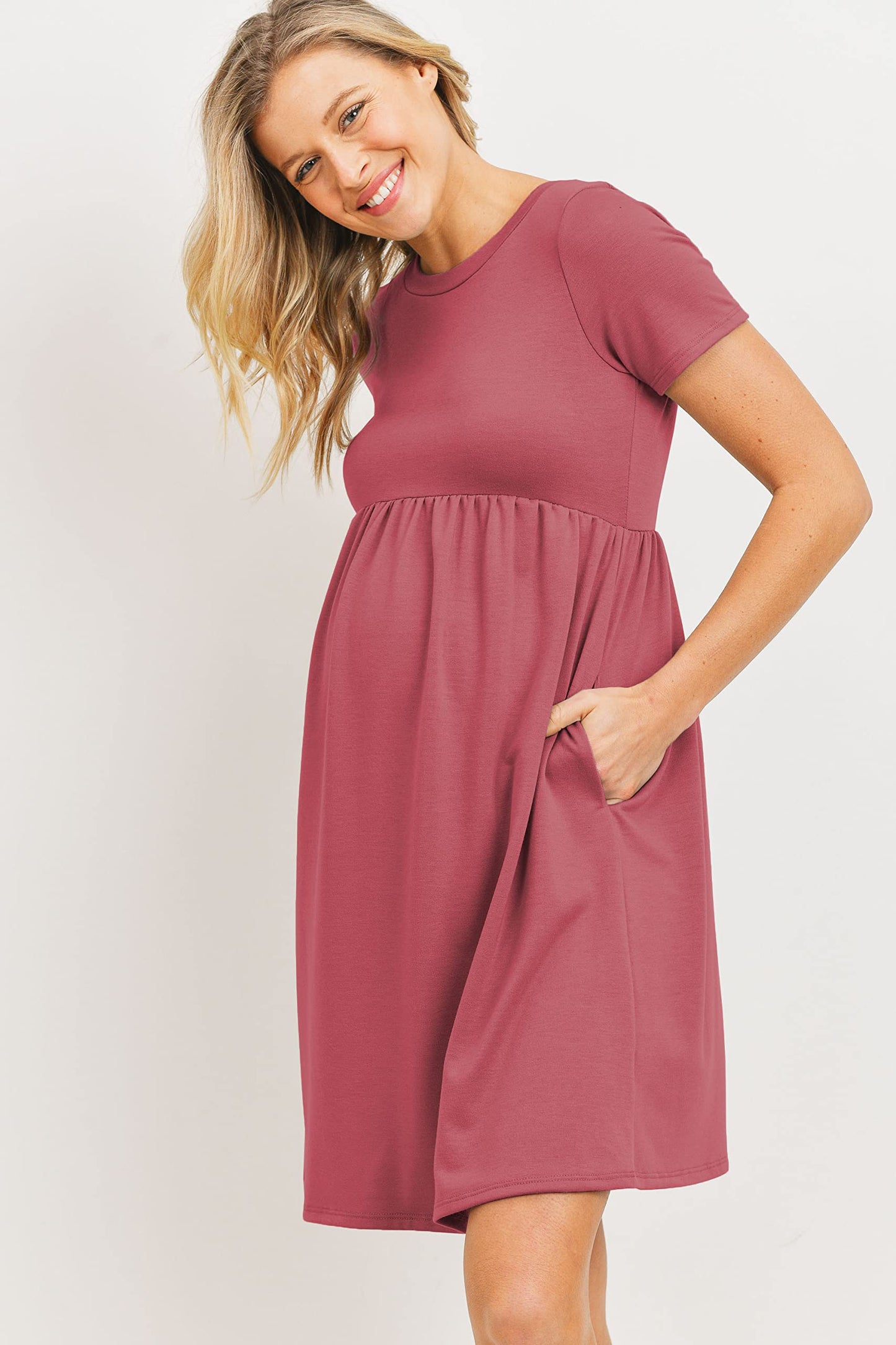 LaClef Women's Maternity Casual Mini T-Shirt Dress