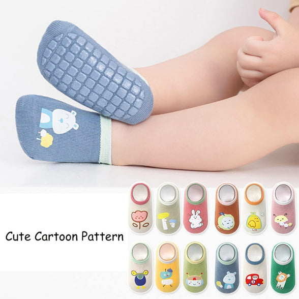 Baby Non-skid Grip Socks Toddler Socks Anti Skid Slipper Crew Socks for Girls Boys Infant Newborn 6 Pairs  M（One-Theree Old）