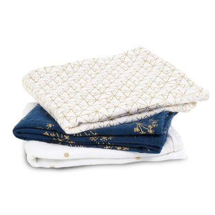 aden + anais Musy Squares - Gold, Pack of 3 | Large 100% Cotton Muslin Cloth | Soft & Lightweight Unisex Baby Essentials | Cloths for Newborn Girls & Boys | Ideal