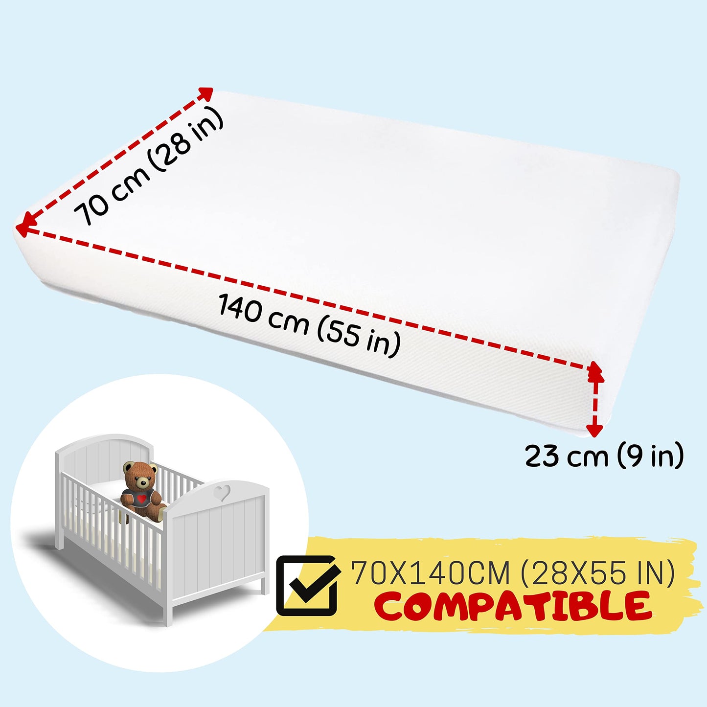 Bisoo Baby Cot Bed Waterproof Sheets Fitted 140 x 70 / 28x55 - Set of 2 Fitted Sheet Mattress Protector Made of 100% Jersey Oeko-Tex + PU - Toddler Cots Beds & Cribs - Soft & Silent - White & Gray