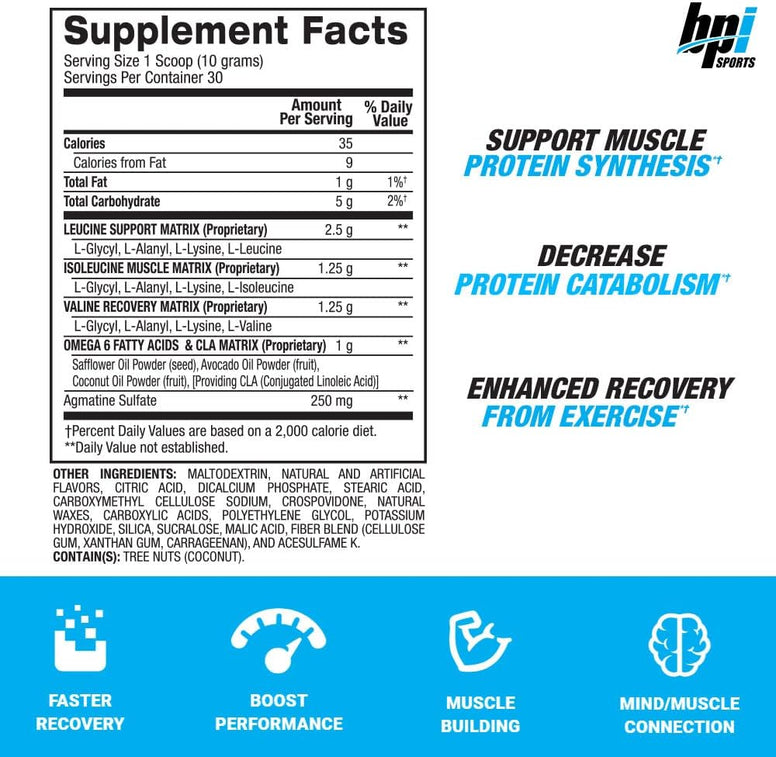 BPI Sports Best BCAA Peptide Linked Powder Blue Raspberry, 300 gm